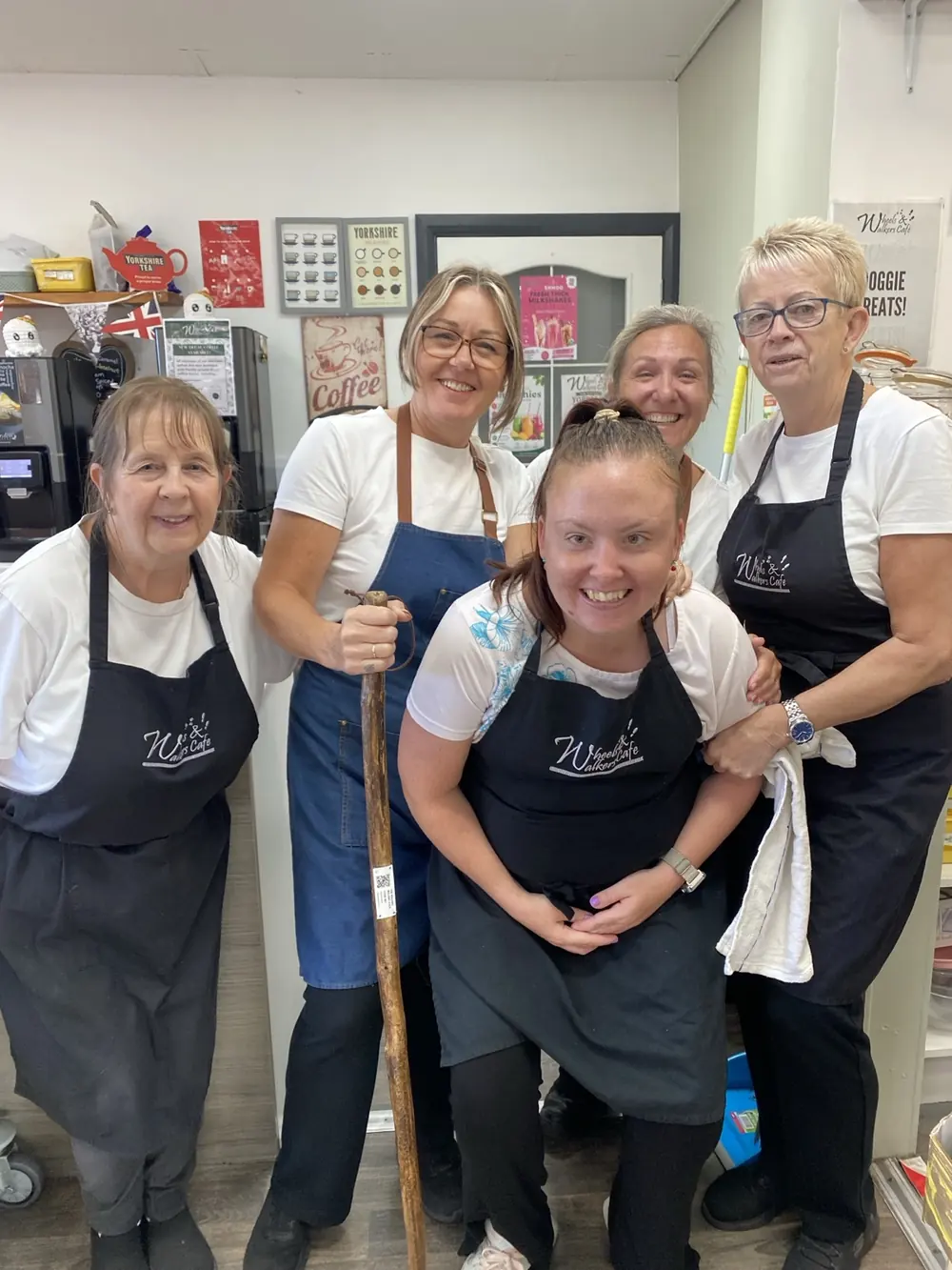 The Walking Walking Stick with the team at Wheels and Walkers Cafe on launch day